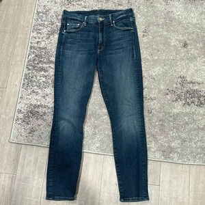 Mother Women's Blue Denim The Edge The Looker Crop Dark Wash Skinny Jeans Sz 27